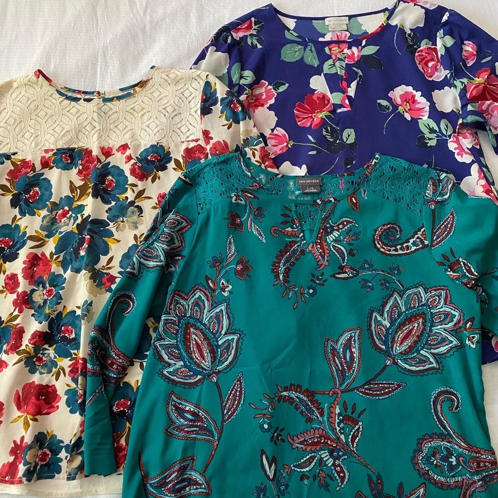 Bundle of three Van Heusen floral blouses, excellent condition